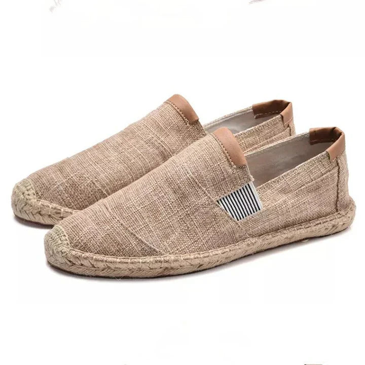 Rivo | Zomers canvas herenschoenen – Gevlochten stro, ademende casual instapschoenen