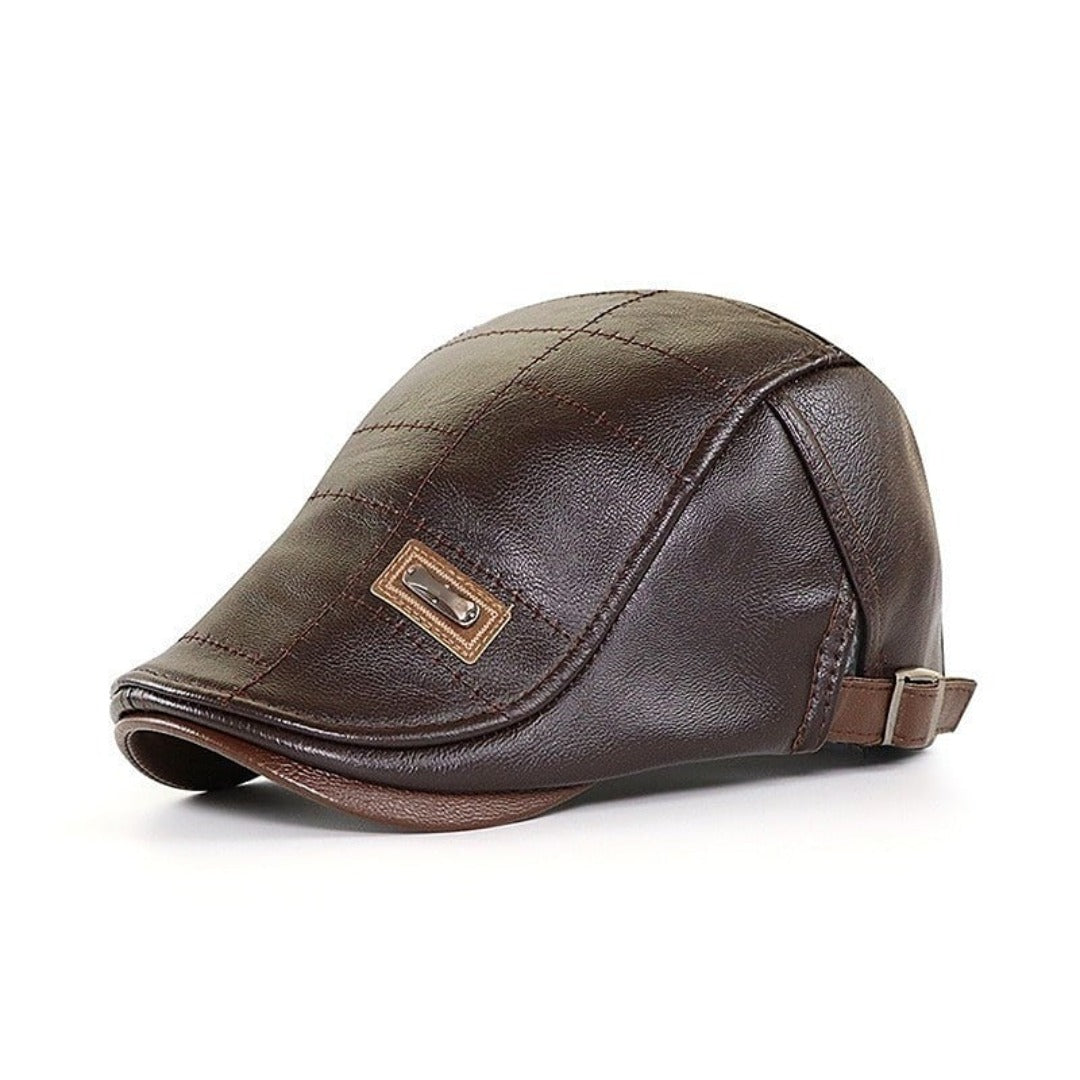 Urian | Retro platte pet voor heren – leren baretstijl, klassieke vintage newsboy-hoed