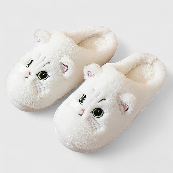 Elarin | Zachte damesslippers met kattenprint – zachte huisslippers, binnenschoenen