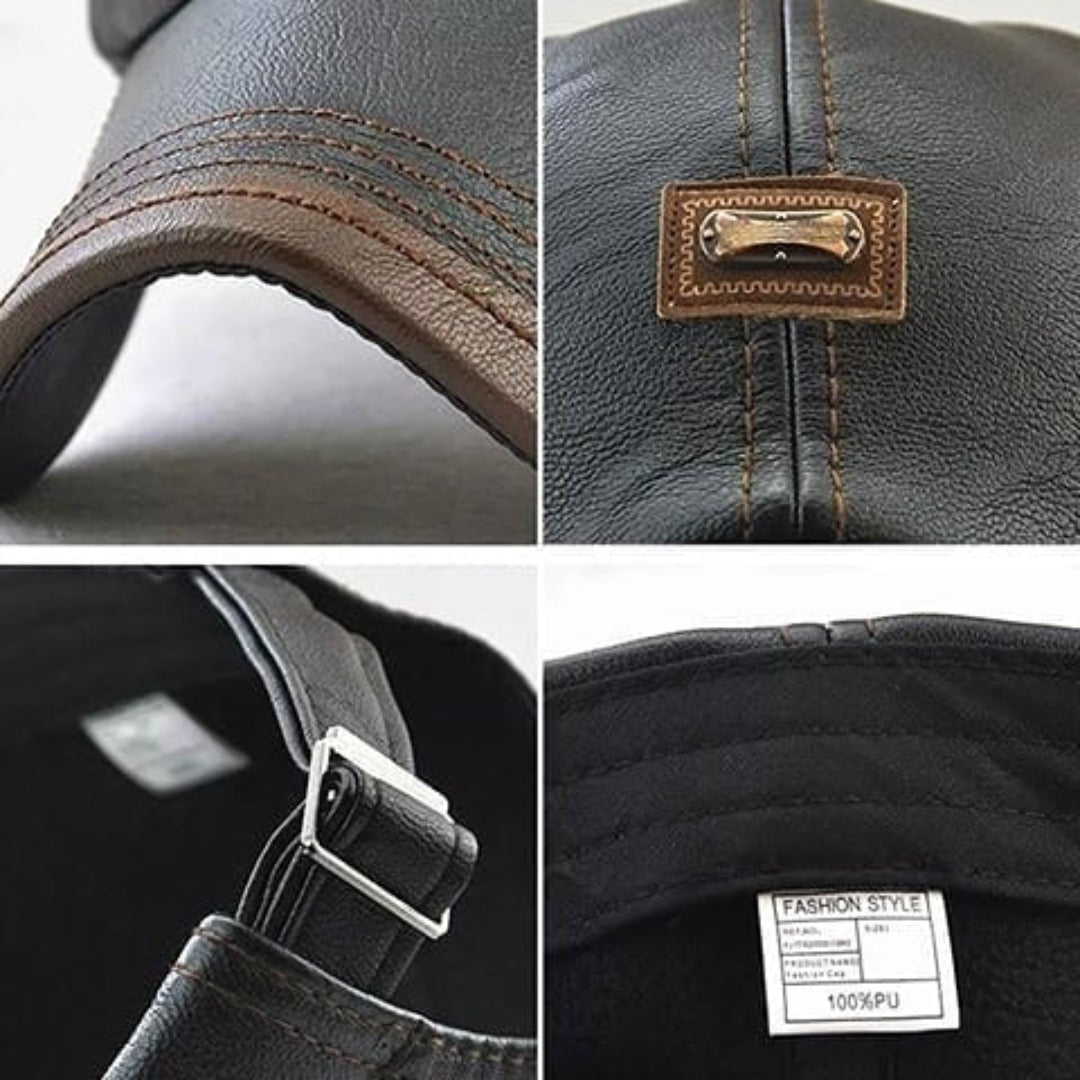Urian | Retro platte pet voor heren – leren baretstijl, klassieke vintage newsboy-hoed