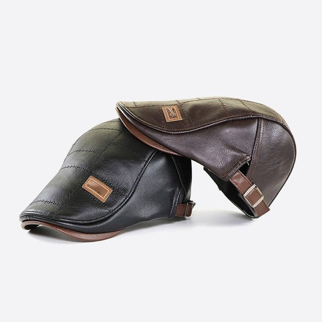 Urian | Retro platte pet voor heren – leren baretstijl, klassieke vintage newsboy-hoed