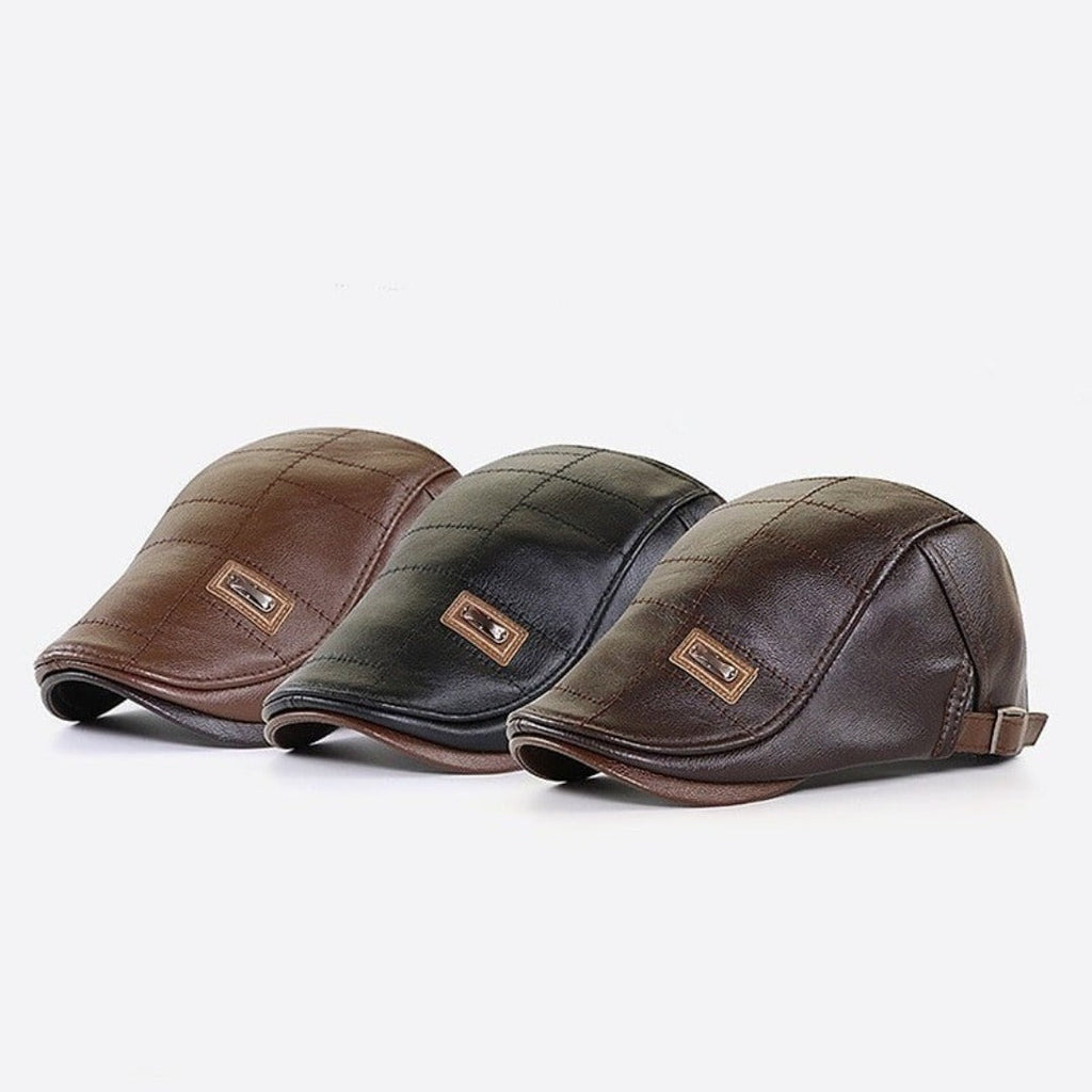 Urian | Retro platte pet voor heren – leren baretstijl, klassieke vintage newsboy-hoed