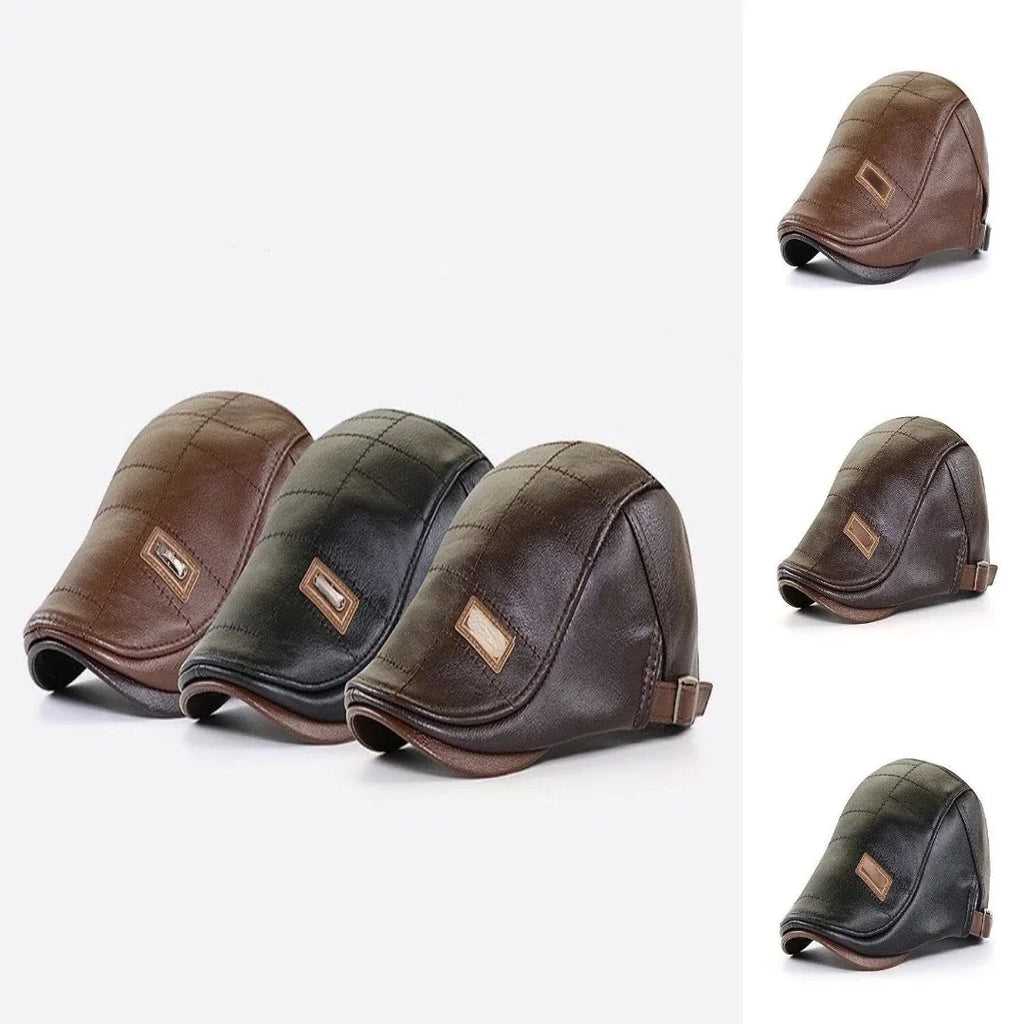 Urian | Retro platte pet voor heren – leren baretstijl, klassieke vintage newsboy-hoed