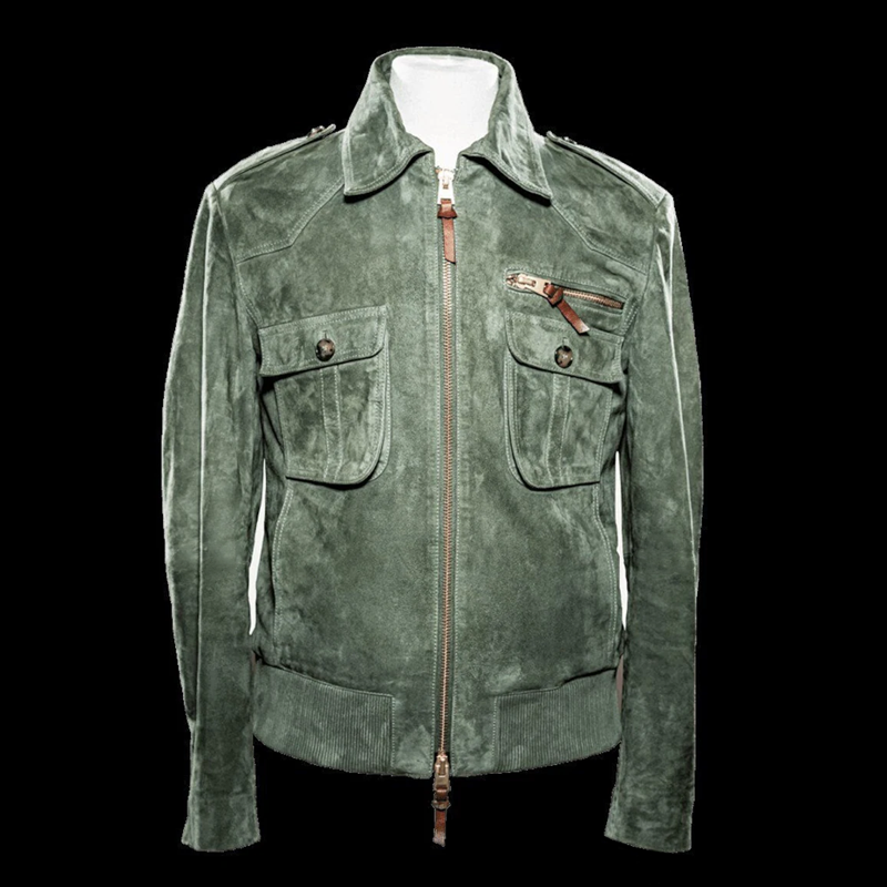 Orenth | Retro suède jas voor heren met reverskraag, ritssluiting, borstzak, casual bovenkleding