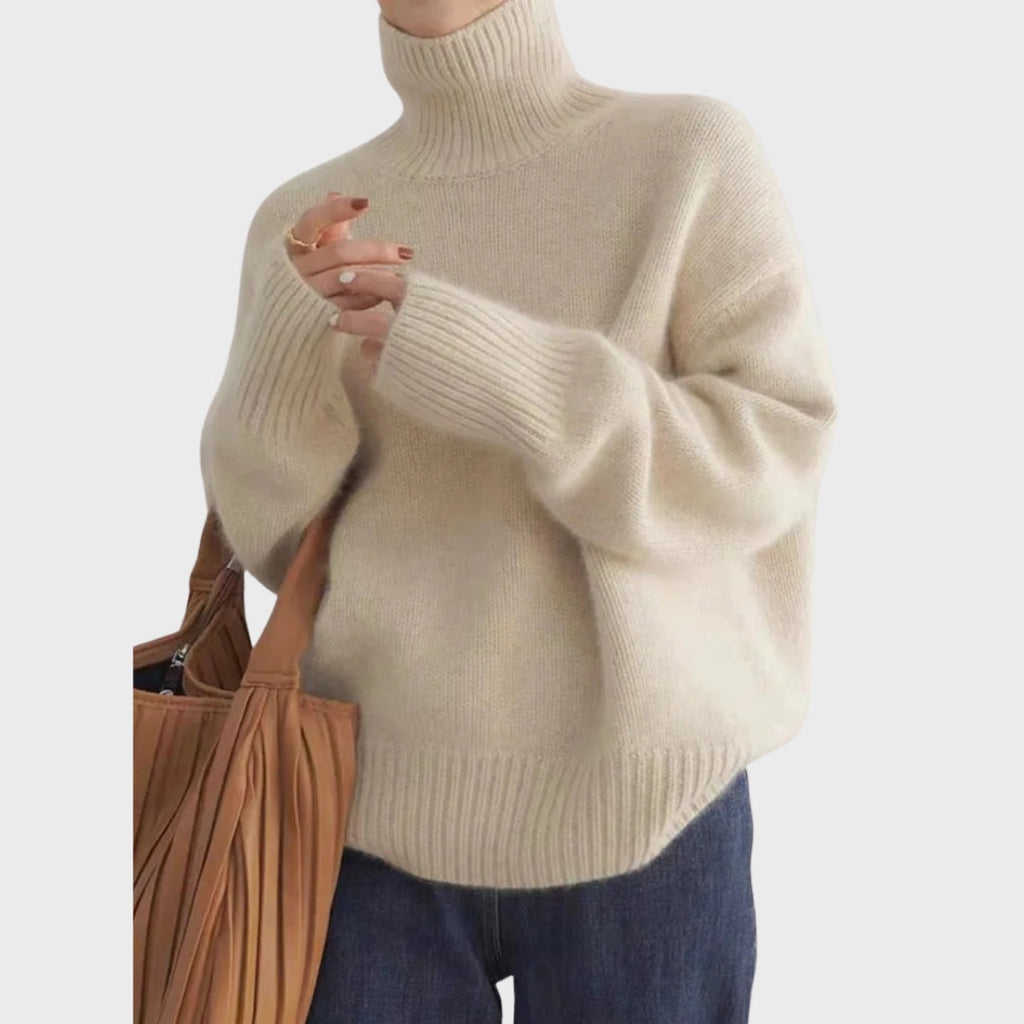 Jasira | Pull col roulé en cachemire pour femme – Pull d'hiver doux en maille