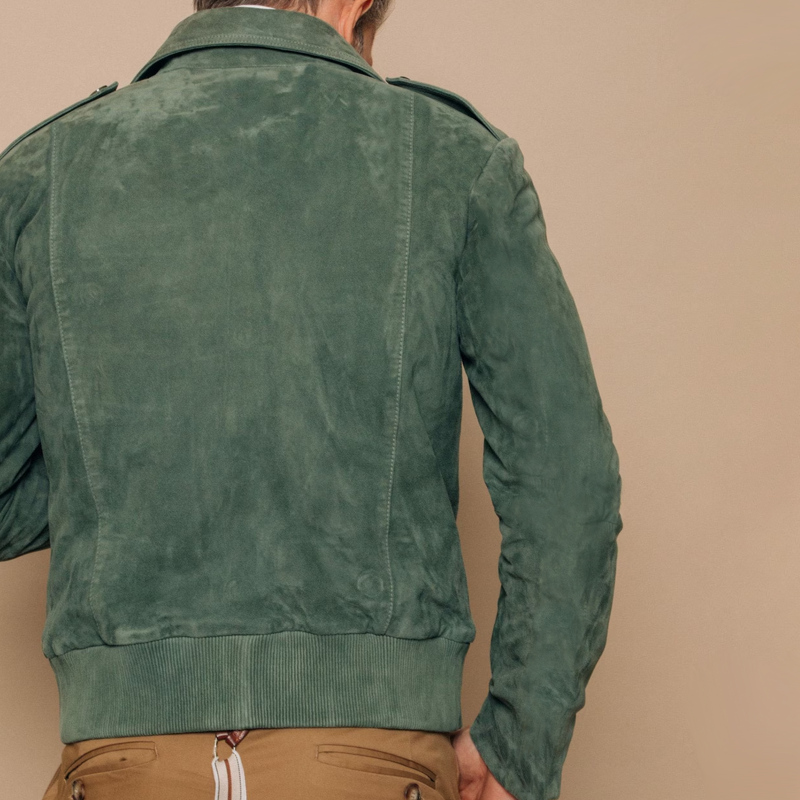 Orenth | Retro suède jas voor heren met reverskraag, ritssluiting, borstzak, casual bovenkleding