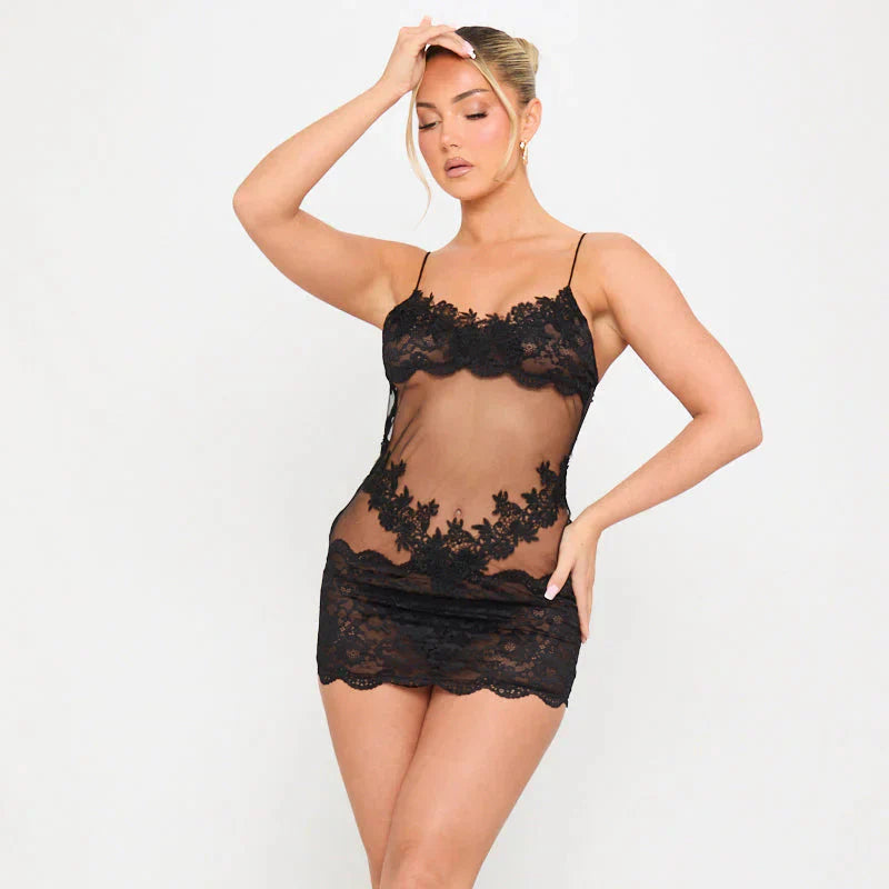 Orvexia | Geborduurde doorschijnende kanten lingerieset voor dames – Elegante lingerie