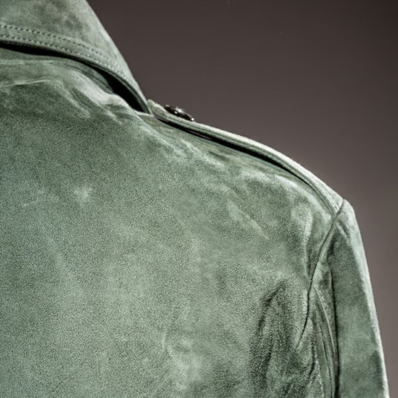 Orenth | Retro suède jas voor heren met reverskraag, ritssluiting, borstzak, casual bovenkleding