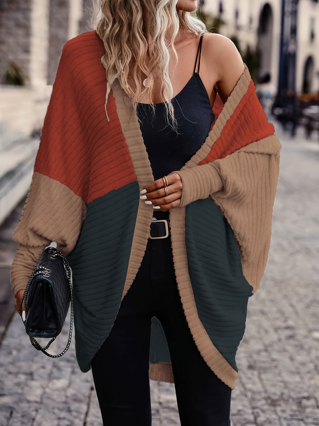 Valyra | Oversized gebreid vest met kleurblokken voor dames – Casual losse lentetop