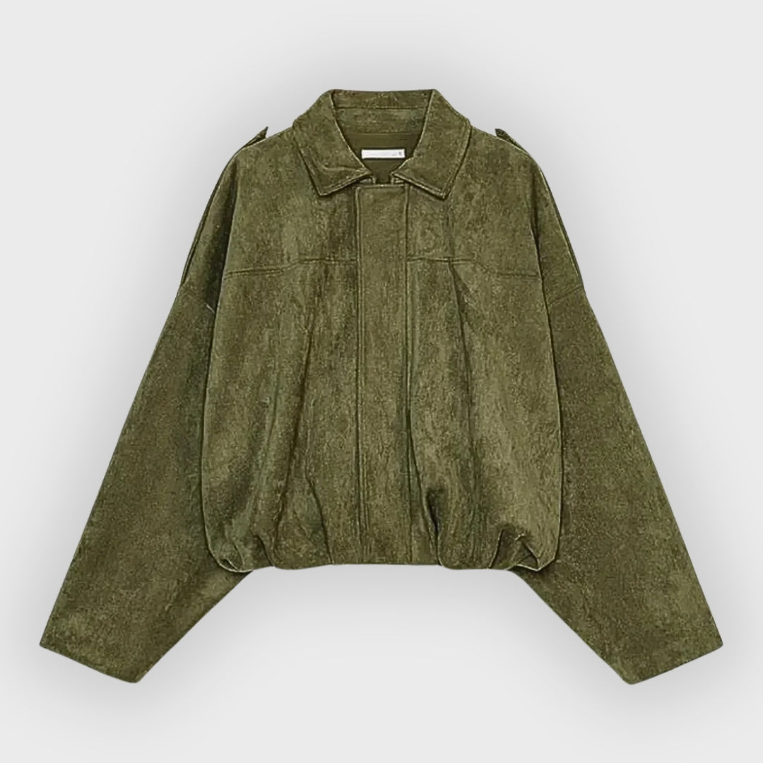 Aeloria | Oversized leren jas van suède voor dames