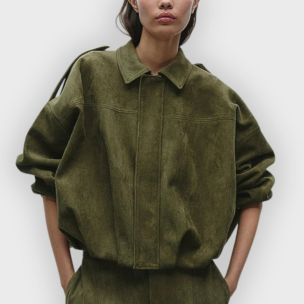 Aeloria | Oversized leren jas van suède voor dames