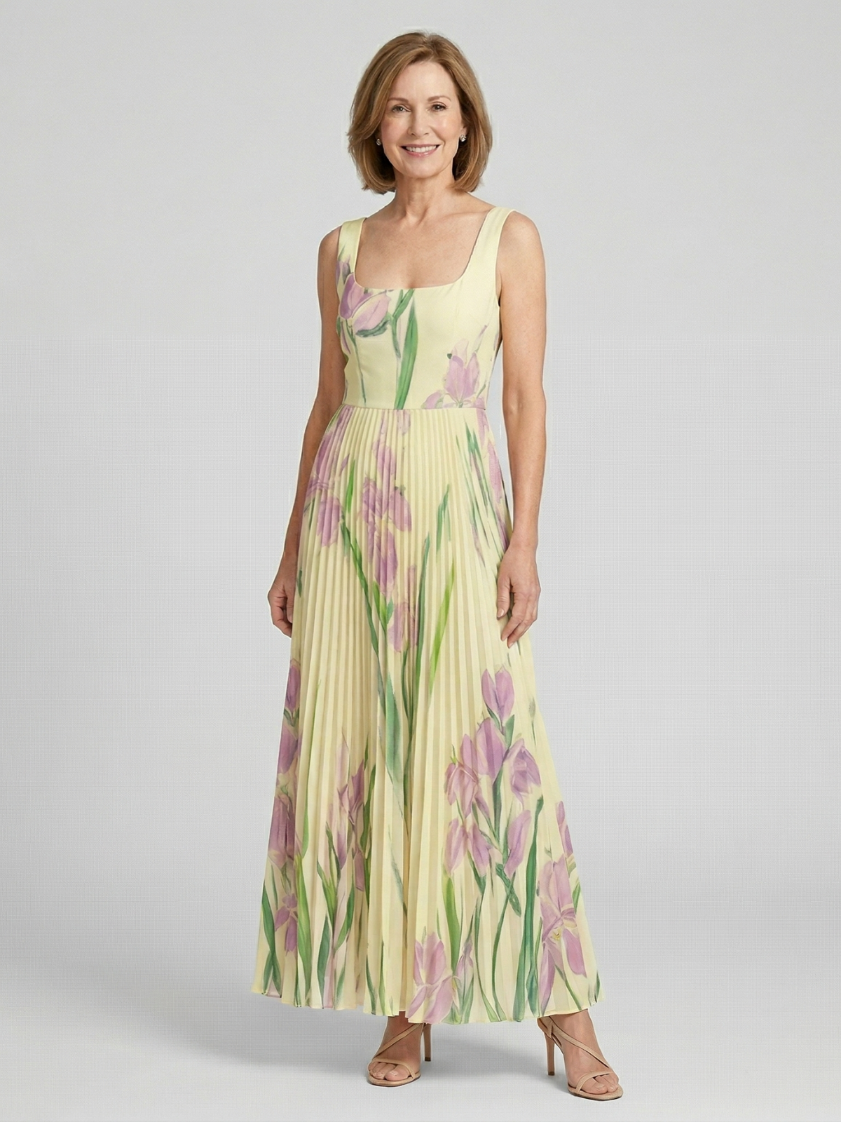 Elissa | Dames Bloemen Geplooide Maxi Jurk – Mouwloos, Elegante Zomer Maxi Jurk