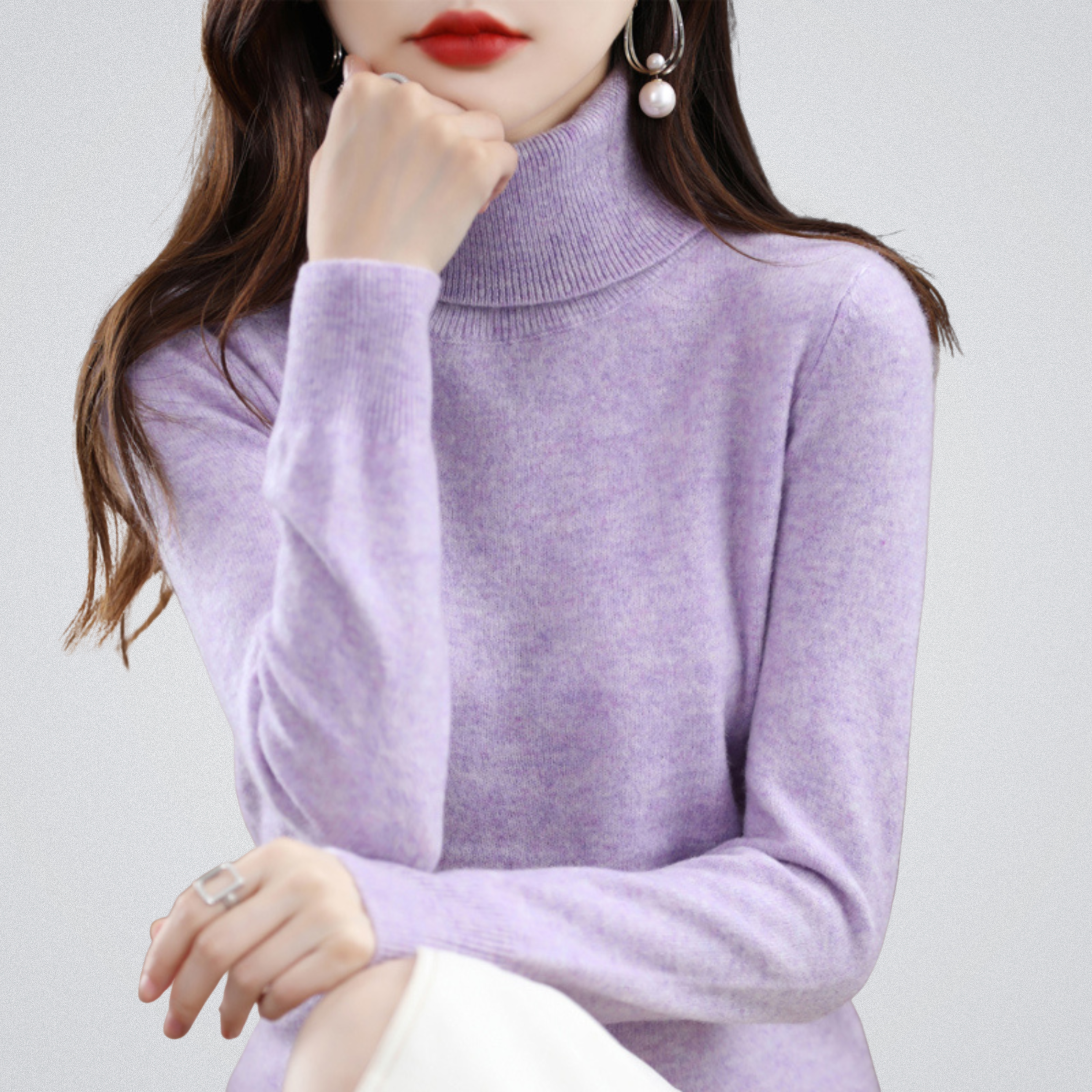 Lurina | Zachte coltrui voor dames – Gebreide trui met lange mouwen, warme casual wintertrui