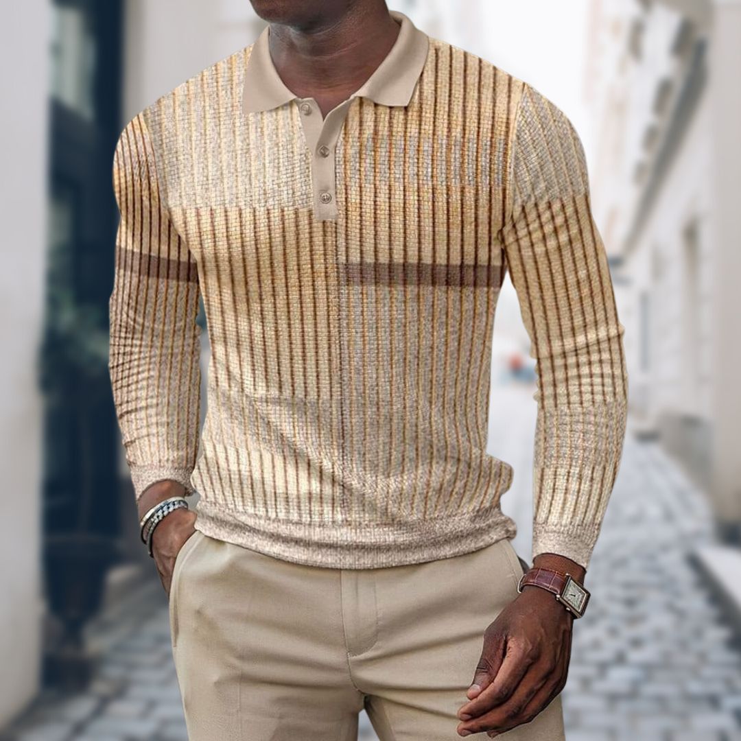 Slavko | Herenpoloshirt met patchwork en lange mouwen - Casual, stijlvol en zacht katoenmix