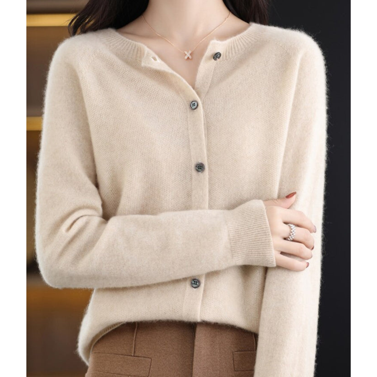 Marenne | Damen-Cardigan aus Kaschmir und Merinowolle, weicher Strickpullover, leichte Schicht
