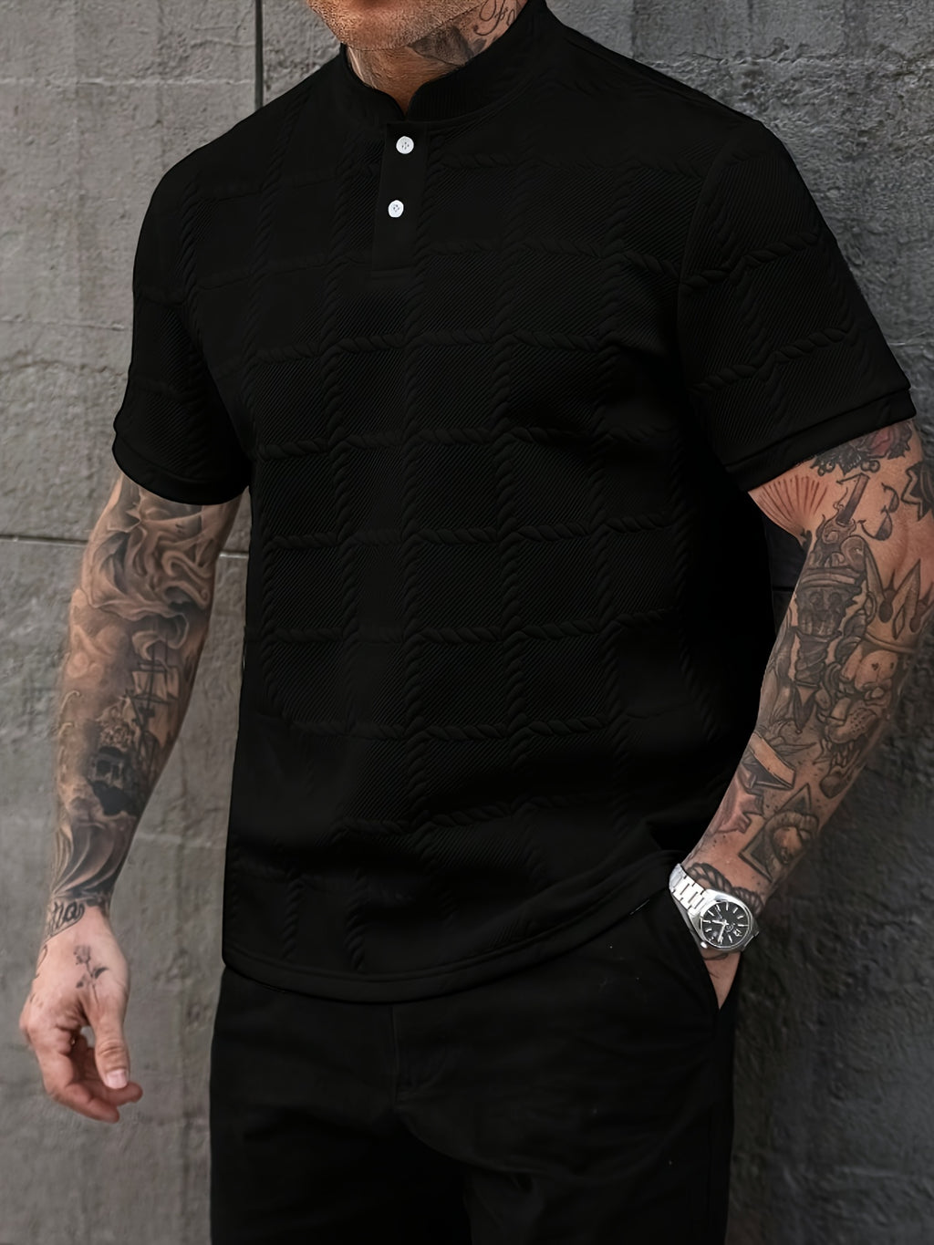 Zorvik | Heren Geruit Jacquard T-shirt – Korte Mouwen, Ademend Casual Zomershirt met Zachte Textuur