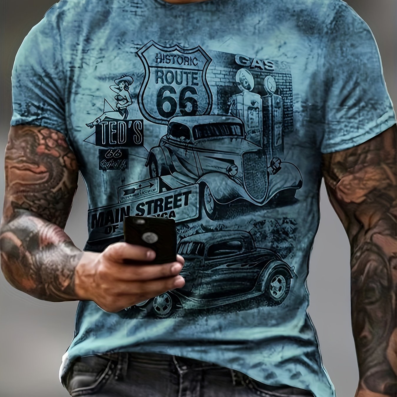Galvian | Heren Grafisch Zomer T-shirt – Lichtgewicht Bedrukt Shirt met Korte Mouwen