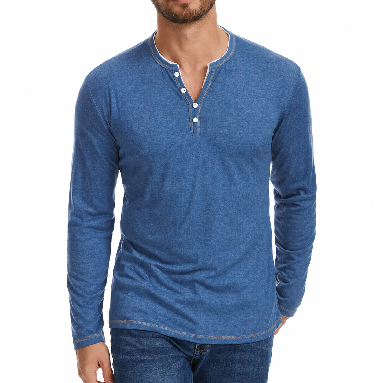 Azren | Herenoverhemd met lange mouwen en knopen, casual slim fit