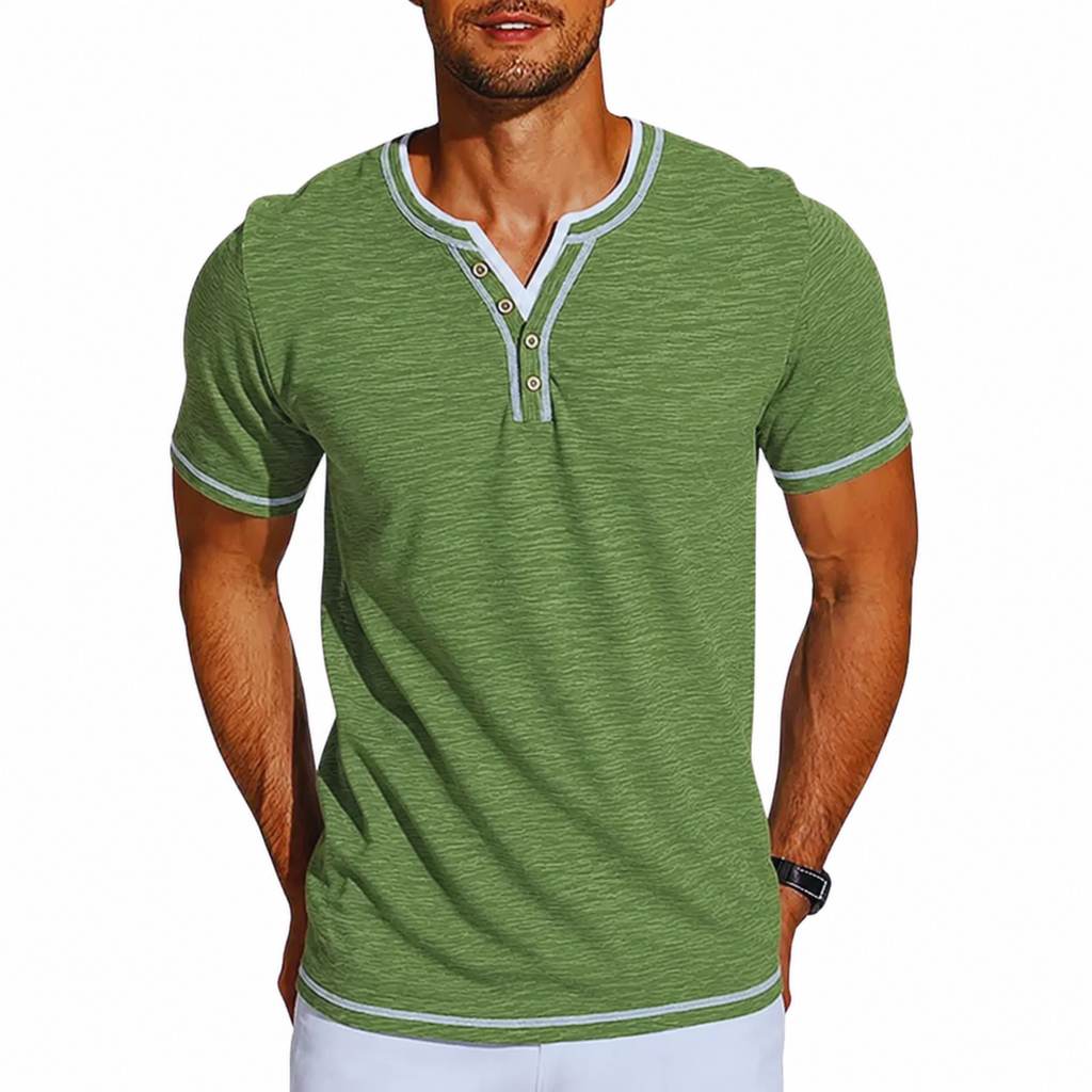 Tyvren | Heren Henley T-shirt – Korte Mouwen, Ademend Casual Zomer T-shirt met Knoopsluiting bij de Hals