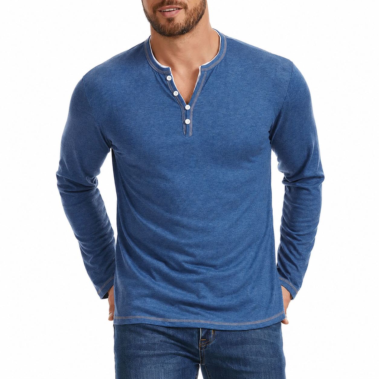 Azren | Herenoverhemd met lange mouwen en knopen, casual slim fit