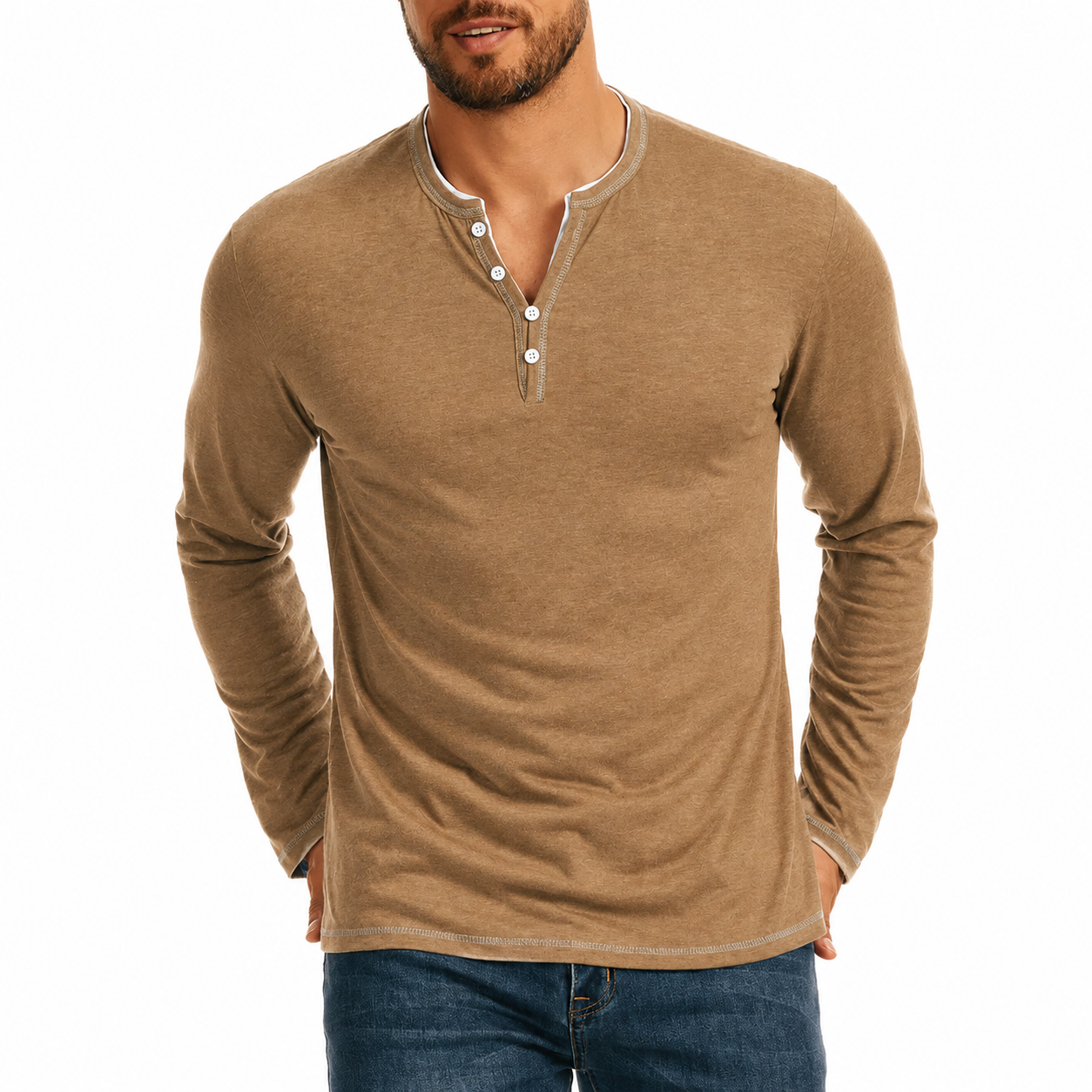 Azren | Herenoverhemd met lange mouwen en knopen, casual slim fit