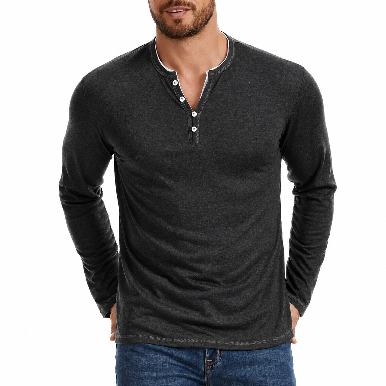 Azren | Herenoverhemd met lange mouwen en knopen, casual slim fit