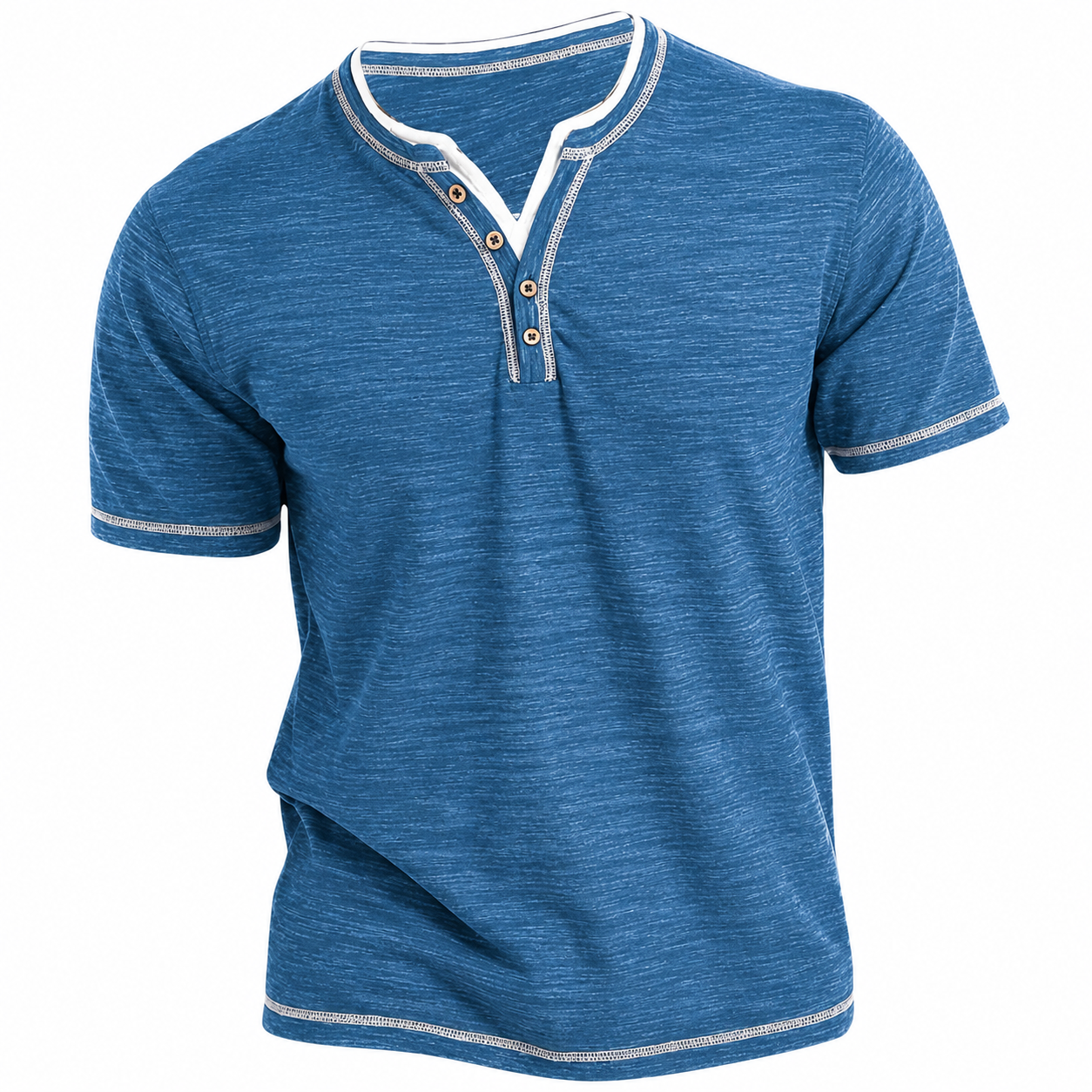 Tyvren | Heren Henley T-shirt – Korte Mouwen, Ademend Casual Zomer T-shirt met Knoopsluiting bij de Hals