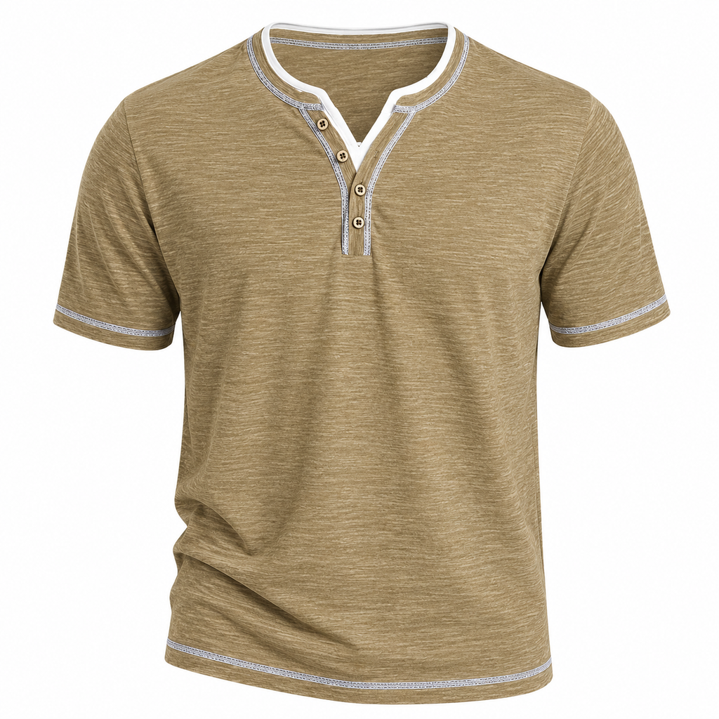 Tyvren | Heren Henley T-shirt – Korte Mouwen, Ademend Casual Zomer T-shirt met Knoopsluiting bij de Hals