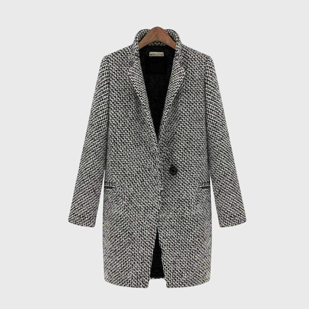 Pyrrha | Manteau en laine pied-de-poule – Élégant manteau d'automne à manches longues pour femme