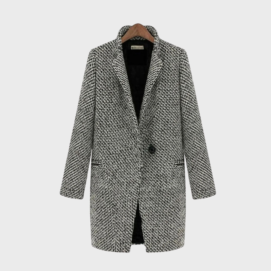 Pyrrha | Manteau en laine pied-de-poule – Élégant manteau d'automne à manches longues pour femme