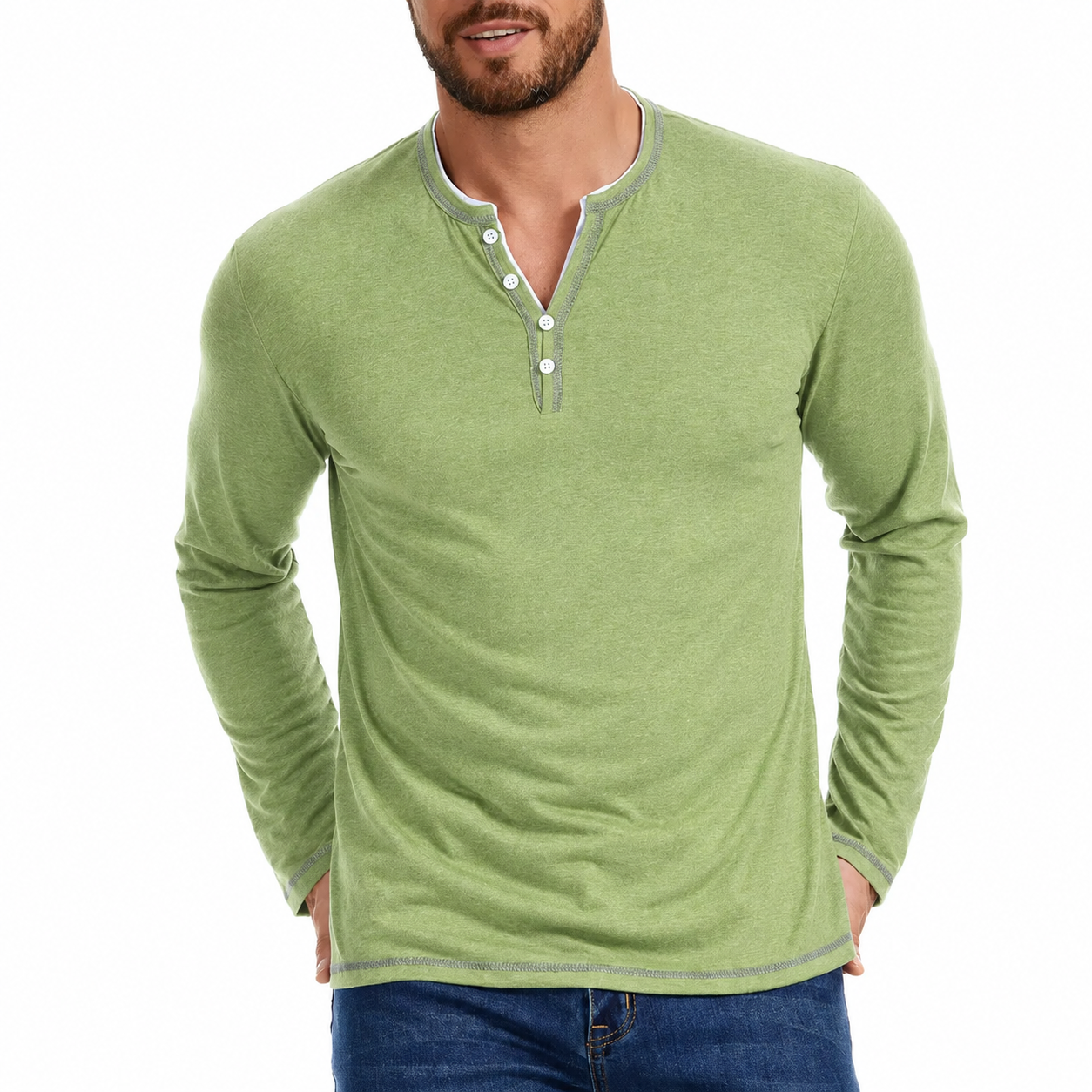 Azren | Herenoverhemd met lange mouwen en knopen, casual slim fit