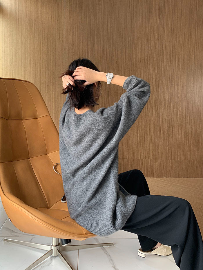 Inger | Pull classique en maille à col V pour femme – Pull ample en cachemire chaud 