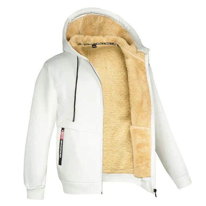 Quillon | Sweat à capuche polaire pour homme avec fermeture éclair et doublure en peau de mouton – Veste d'hiver chaude et décontractée