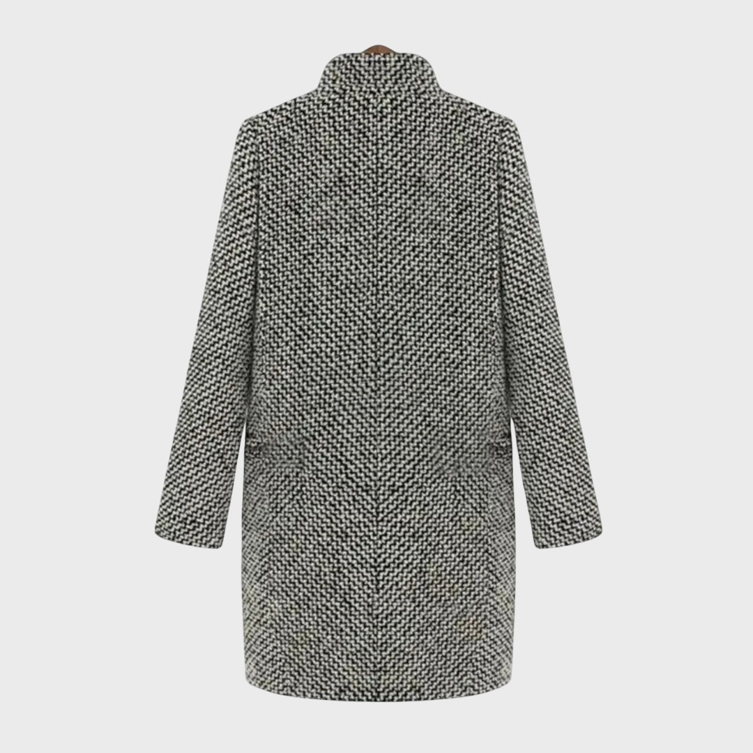 Pyrrha | Manteau en laine pied-de-poule – Élégant manteau d'automne à manches longues pour femme
