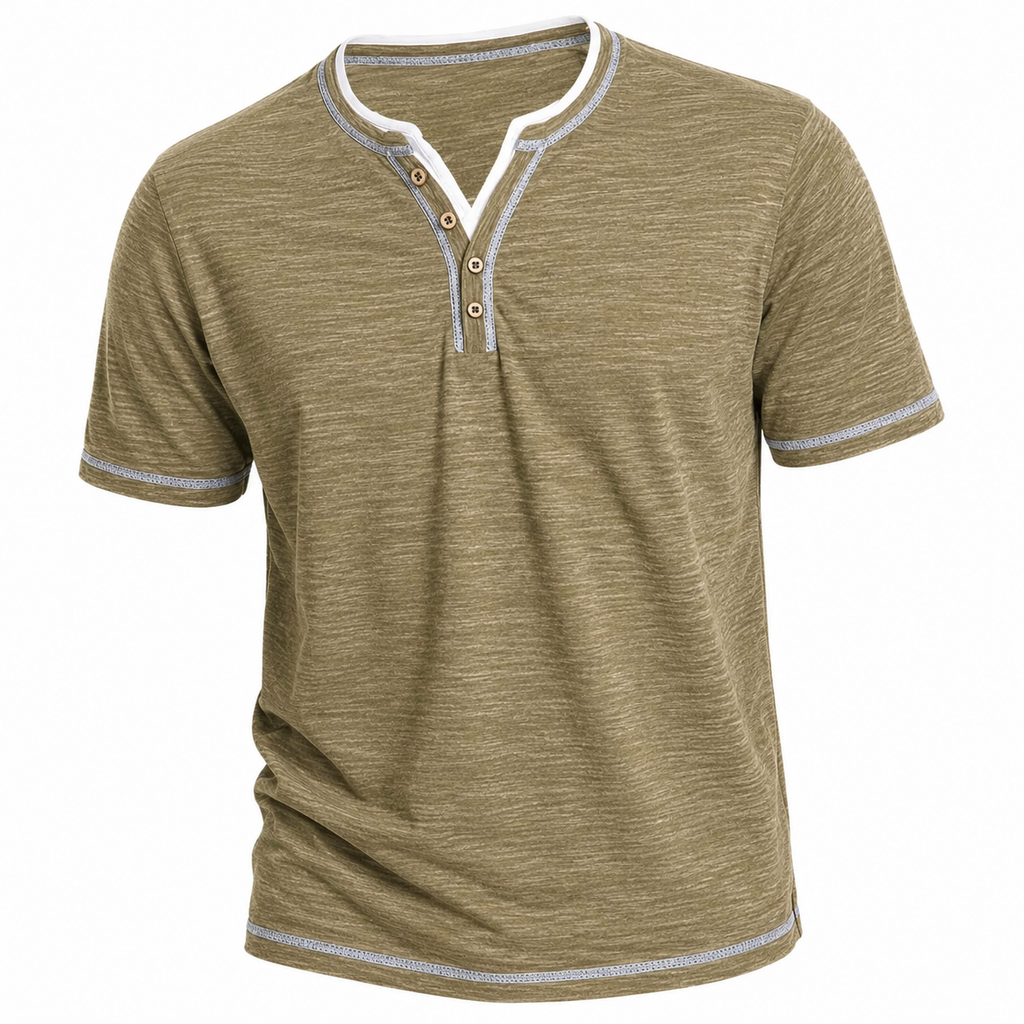 Tyvren | Heren Henley T-shirt – Korte Mouwen, Ademend Casual Zomer T-shirt met Knoopsluiting bij de Hals