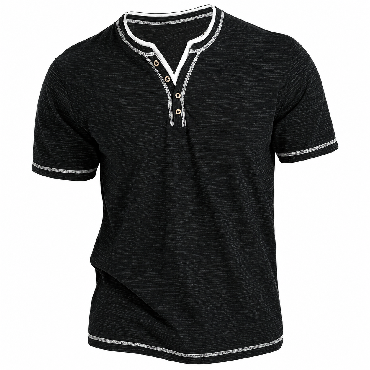 Tyvren | Heren Henley T-shirt – Korte Mouwen, Ademend Casual Zomer T-shirt met Knoopsluiting bij de Hals