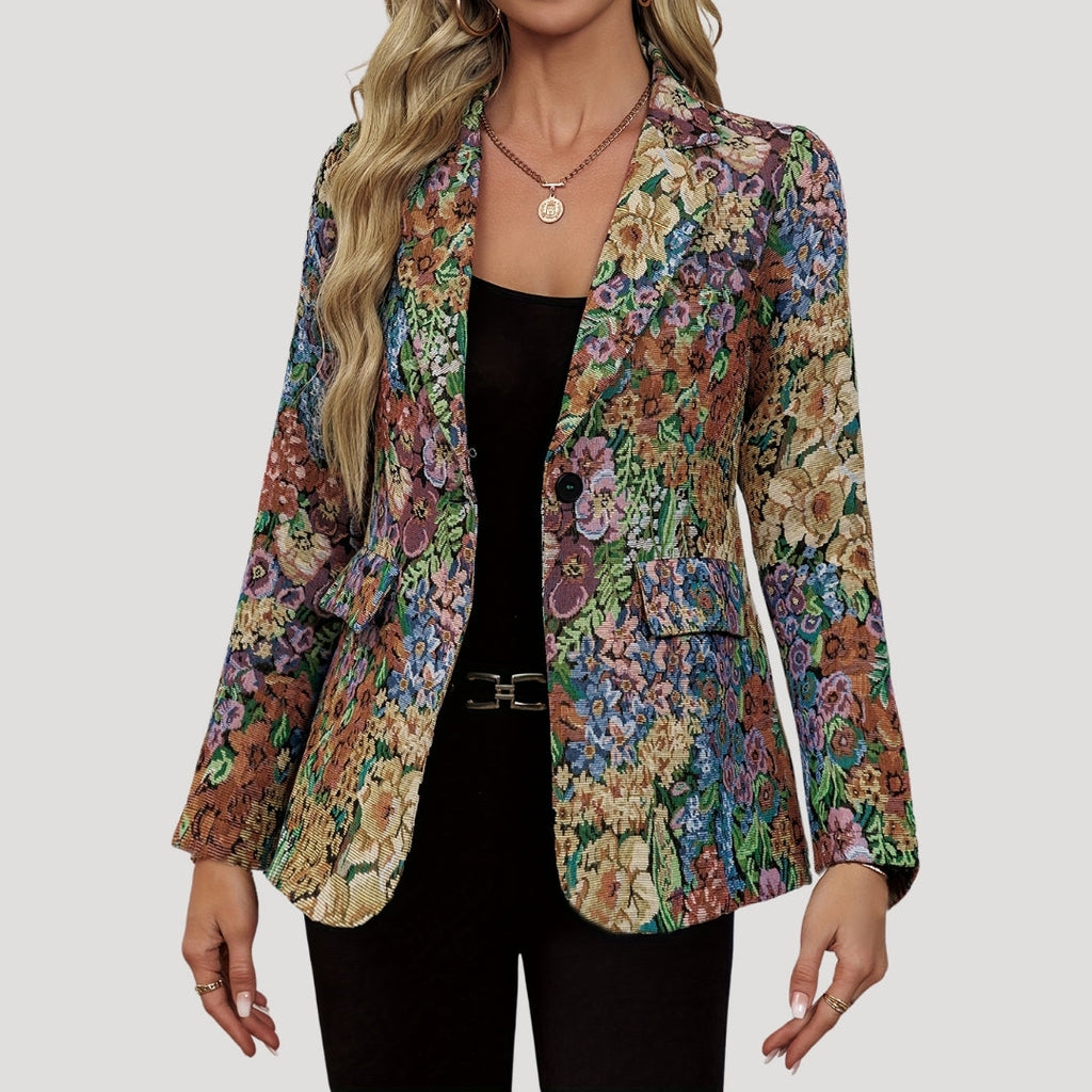 Wylora | Vintage bloemen-tapestry blazer voor dames – Getailleerde smart-casual jas