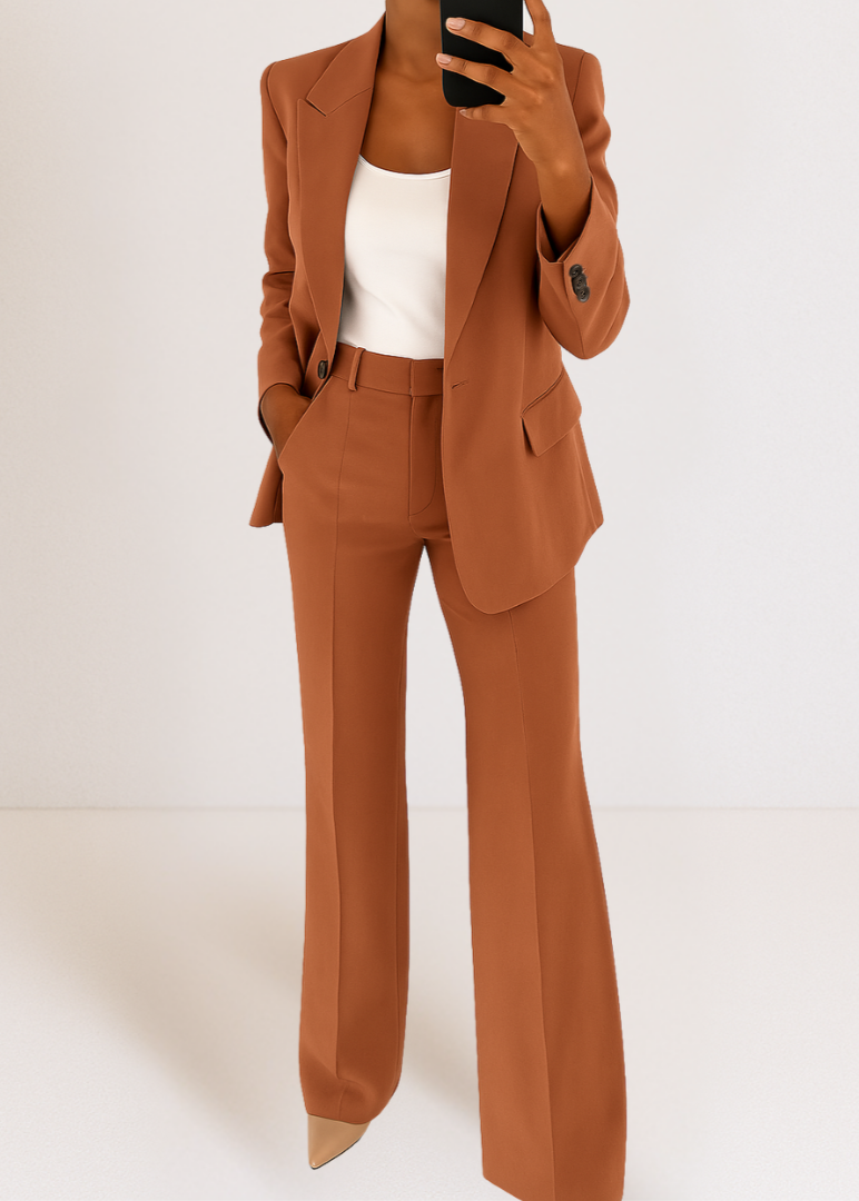 Tynara | Tailleur pantalon deux pièces ajusté pour femme - veste et pantalon droit, idéal pour le bureau