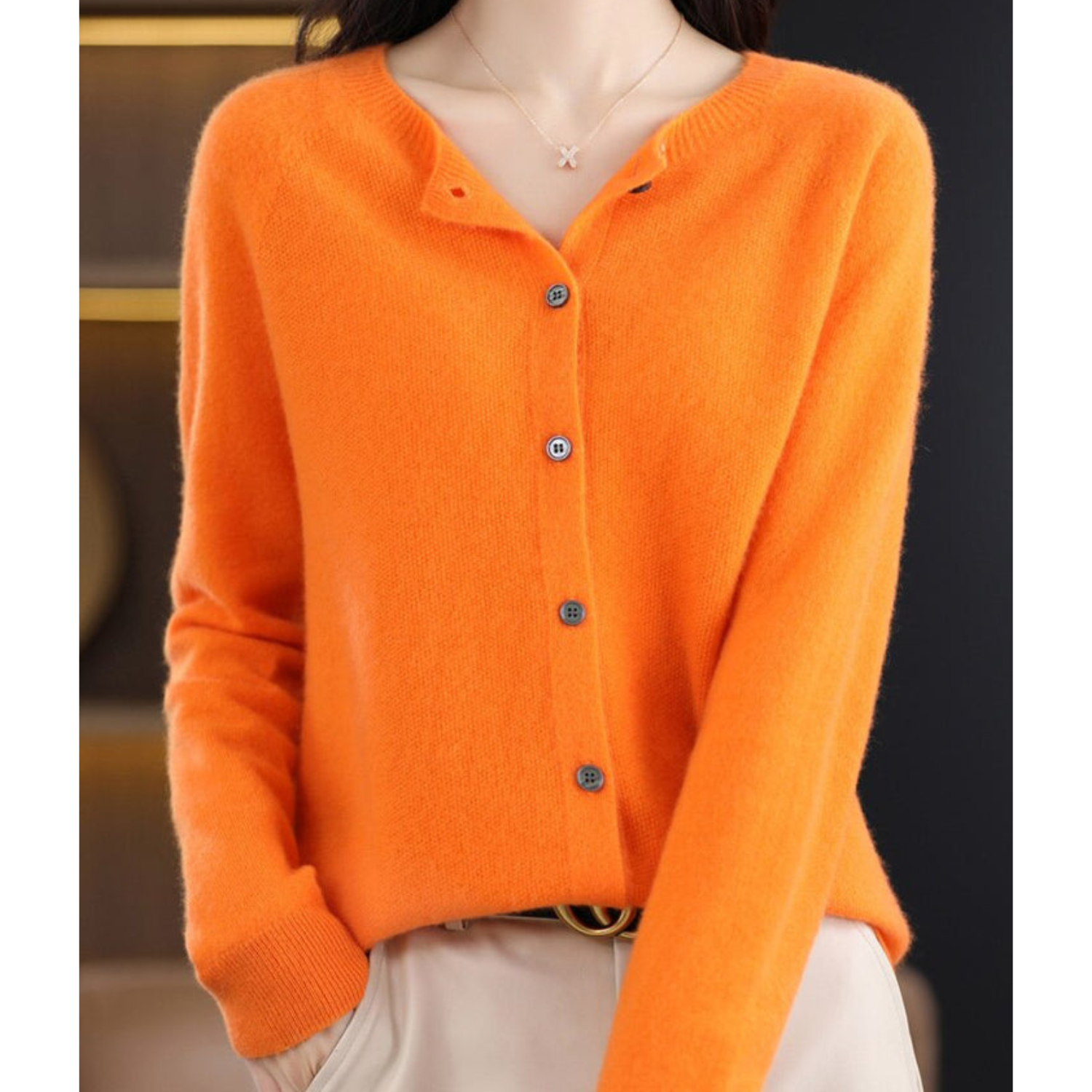 Marenne | Damen-Cardigan aus Kaschmir und Merinowolle, weicher Strickpullover, leichte Schicht