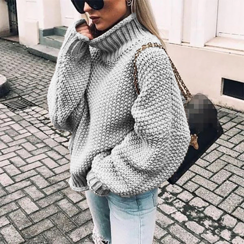 Ronja | Oversized-Rollkragenpullover aus grob gestricktem Material für Damen – Warmer Winterpullover, bequemer Strickpullover