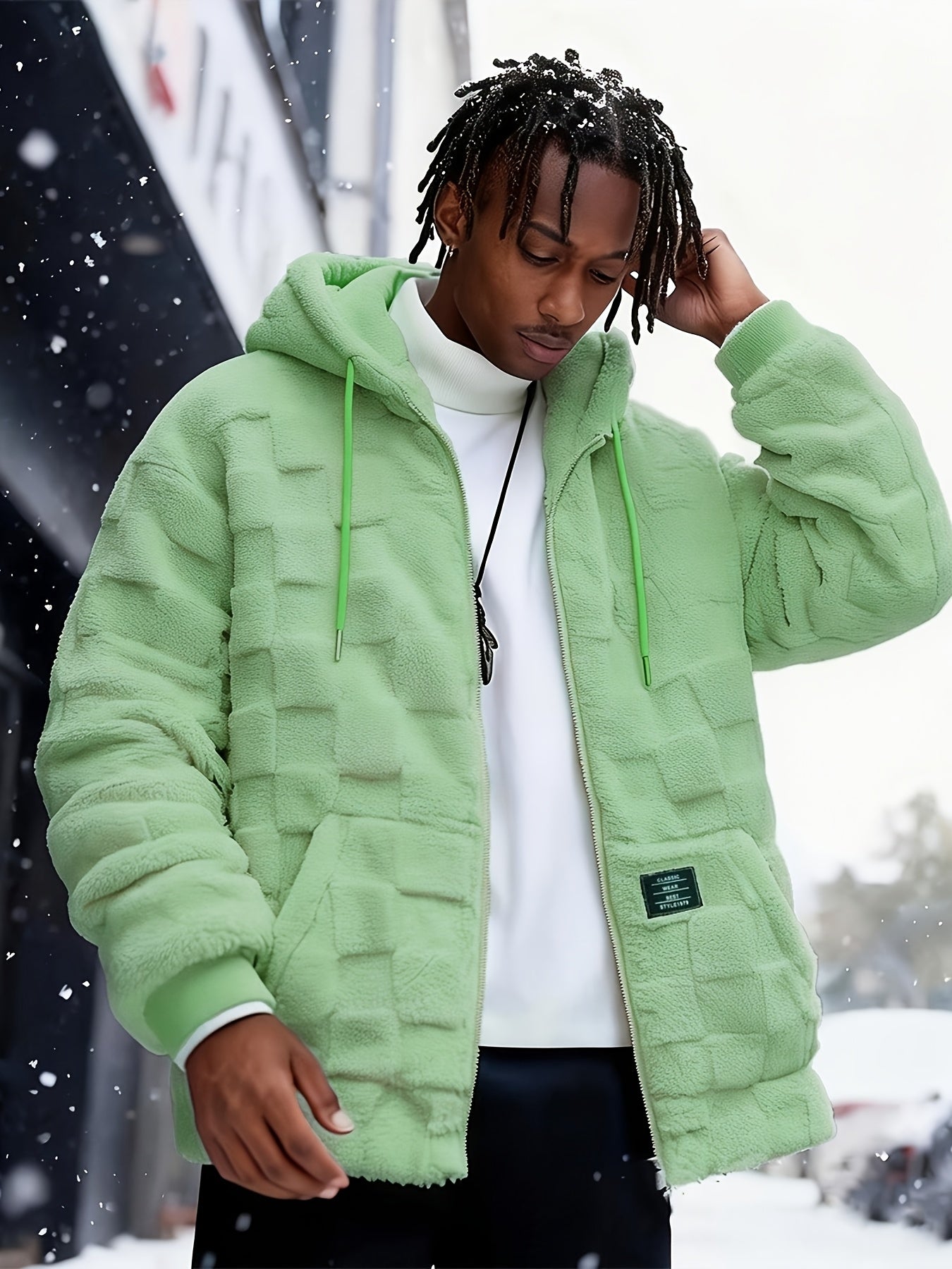 Einarsson | Herenjas met capuchon, warm, pluche, ritssluiting, casual, comfortabel