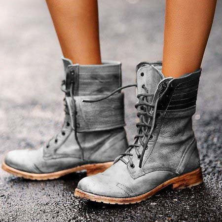 Loftelle | Bottines à lacets pour femmes - Style urbain classique, semelle haute, design combat