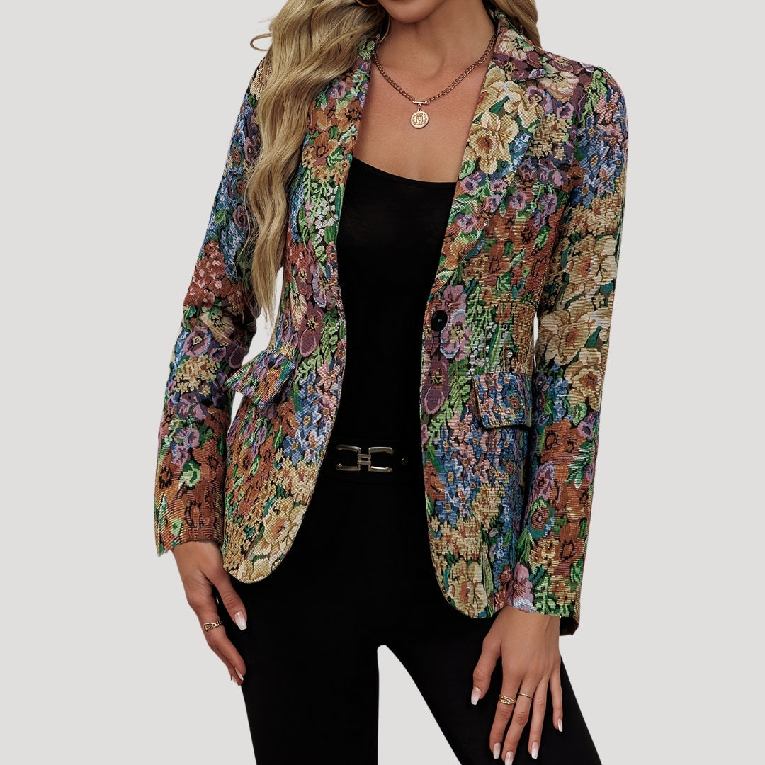 Wylora | Vintage bloemen-tapestry blazer voor dames – Getailleerde smart-casual jas