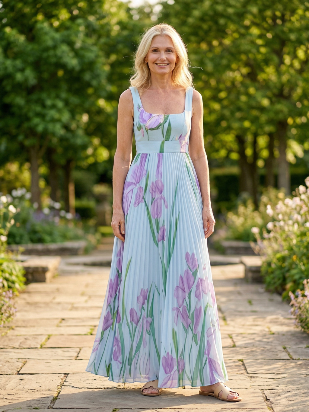 Elissa | Dames Bloemen Geplooide Maxi Jurk – Mouwloos, Elegante Zomer Maxi Jurk