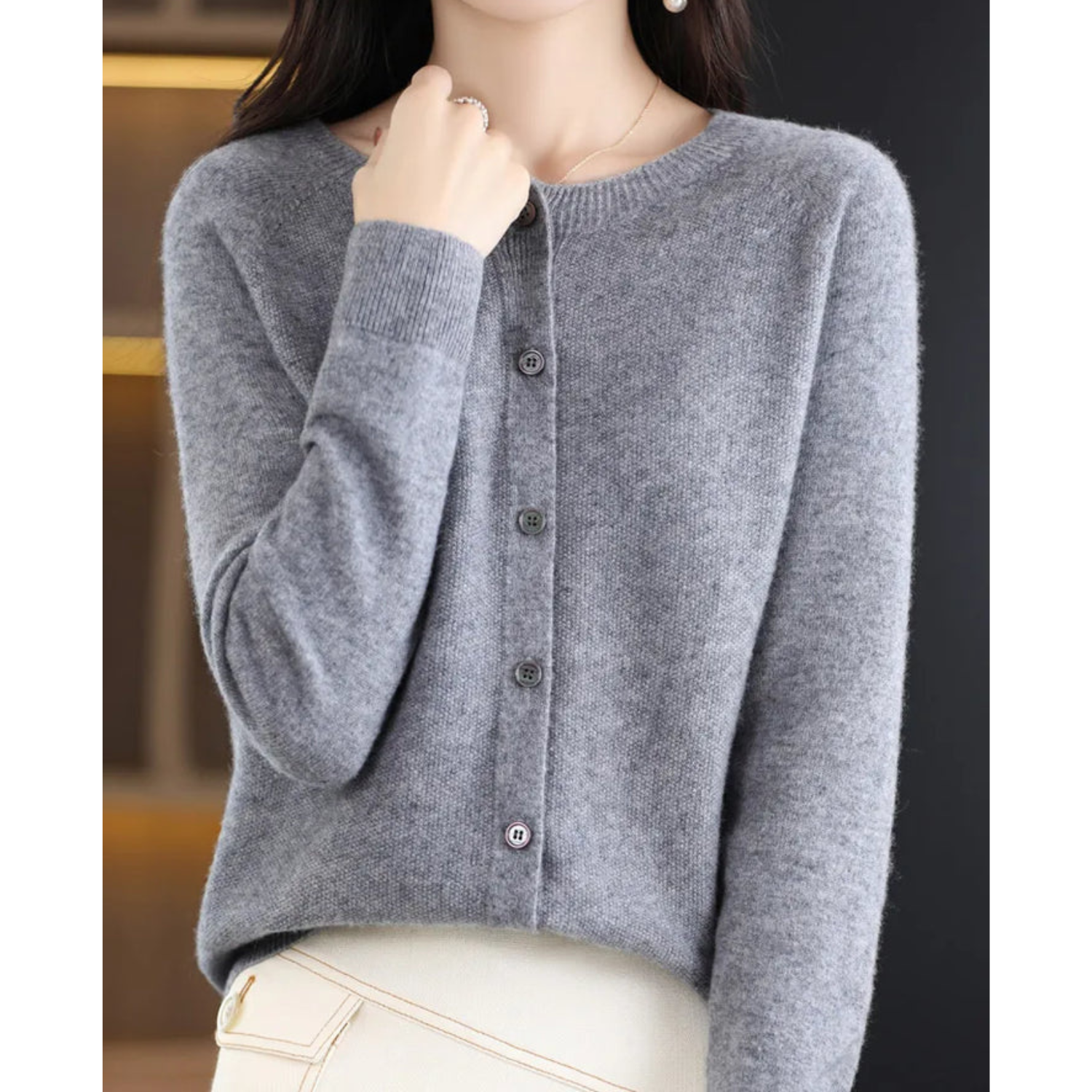 Marenne | Damen-Cardigan aus Kaschmir und Merinowolle, weicher Strickpullover, leichte Schicht
