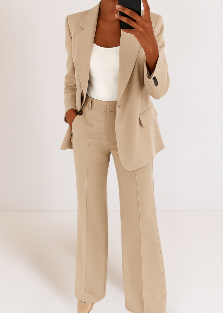 Tynara | Tailleur pantalon deux pièces ajusté pour femme - veste et pantalon droit, idéal pour le bureau
