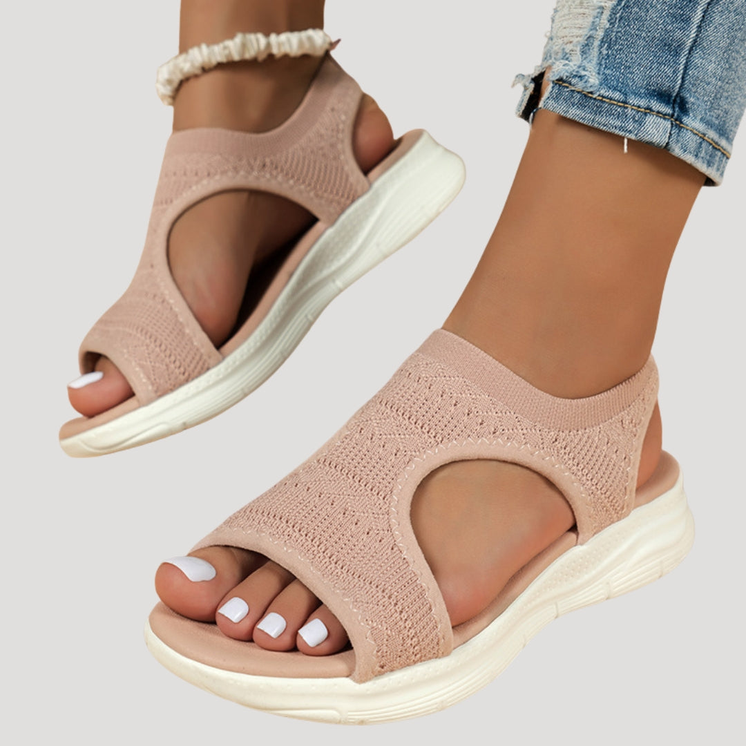 Nymera | Nymera damessandalen van gebreid materiaal – plat en comfortabel om in te lopen