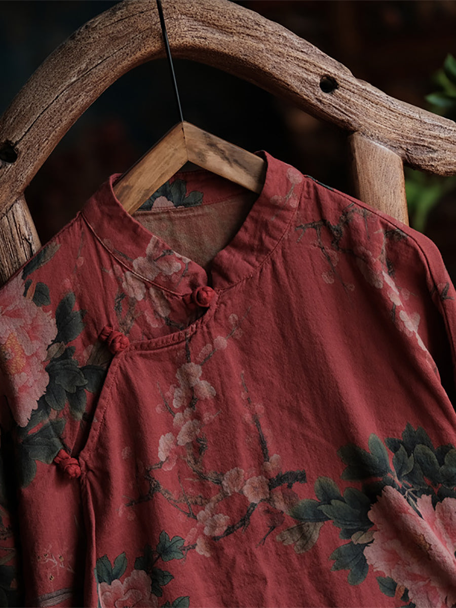 Telvyn | Retro bloemenprint, losvallende lenteblouse voor dames – Lichtgewicht, casual model met lange mouwen