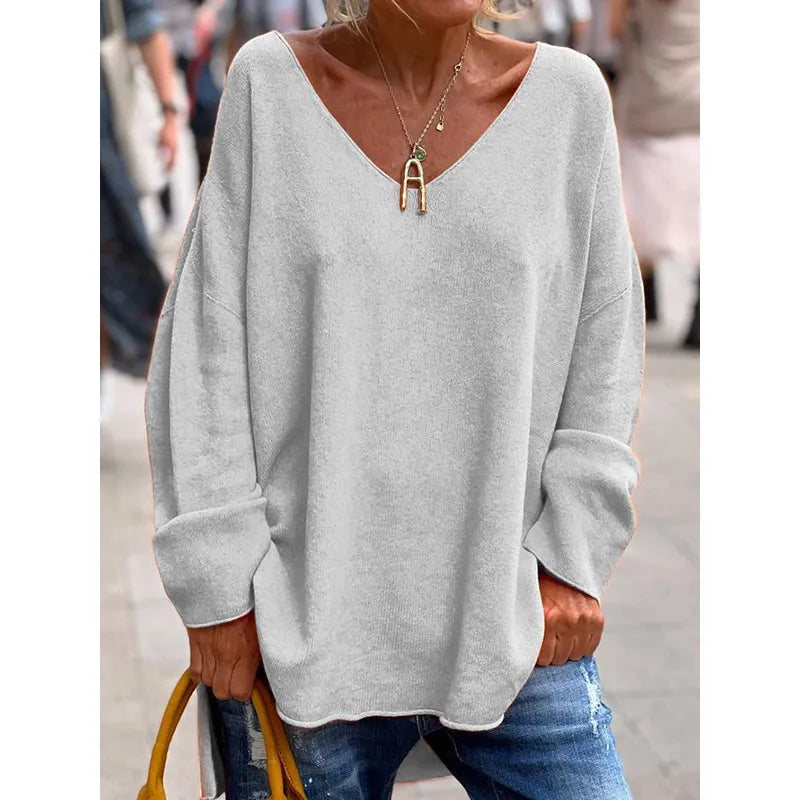 Yvette | Elegante losse blouse met V-hals voor dames – Lichtgewicht soepelvallende top