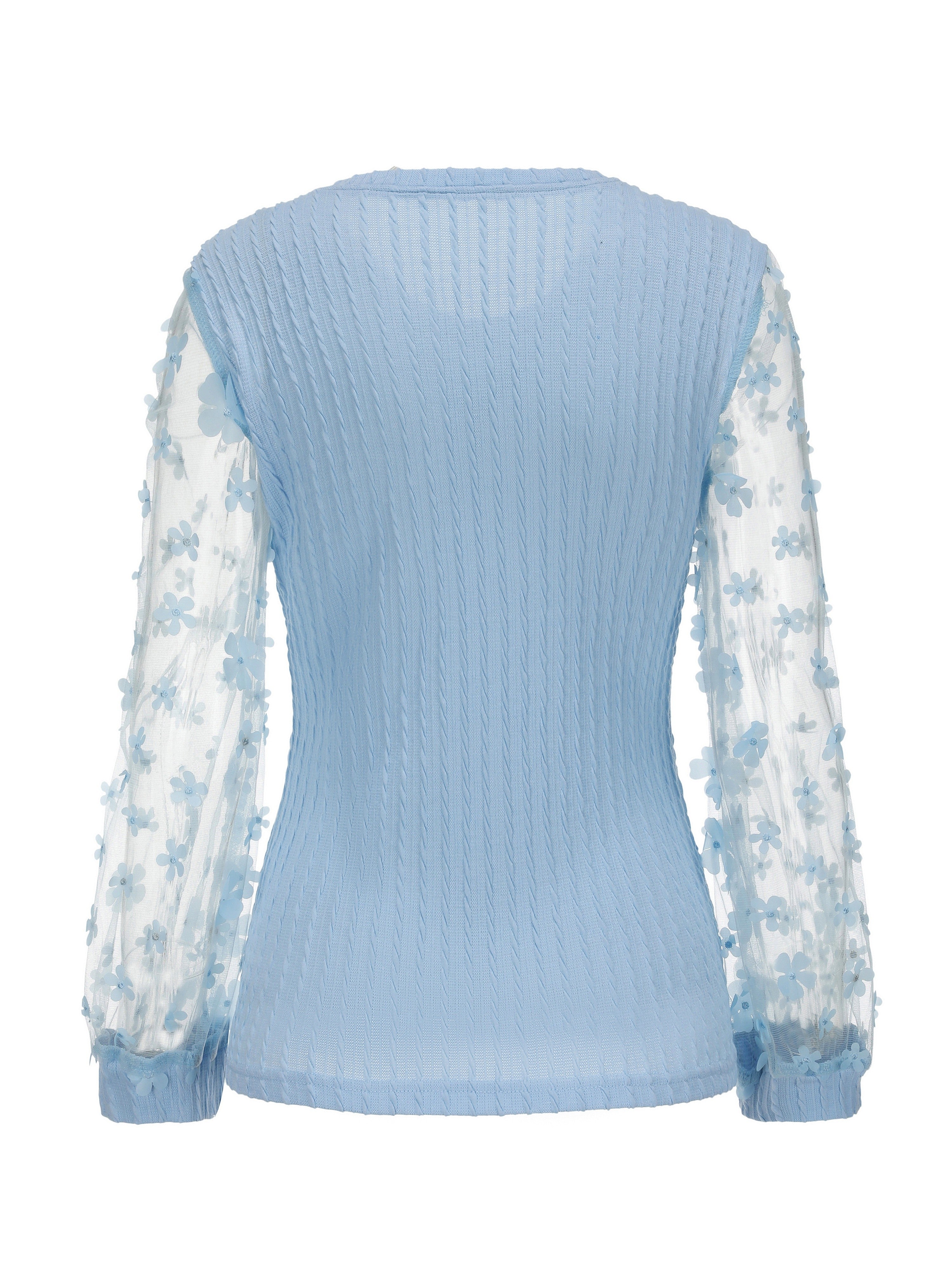 Hyselle | Dames Top met Textuur en Ronde Hals – Elegante Blouse met Mesh-Details